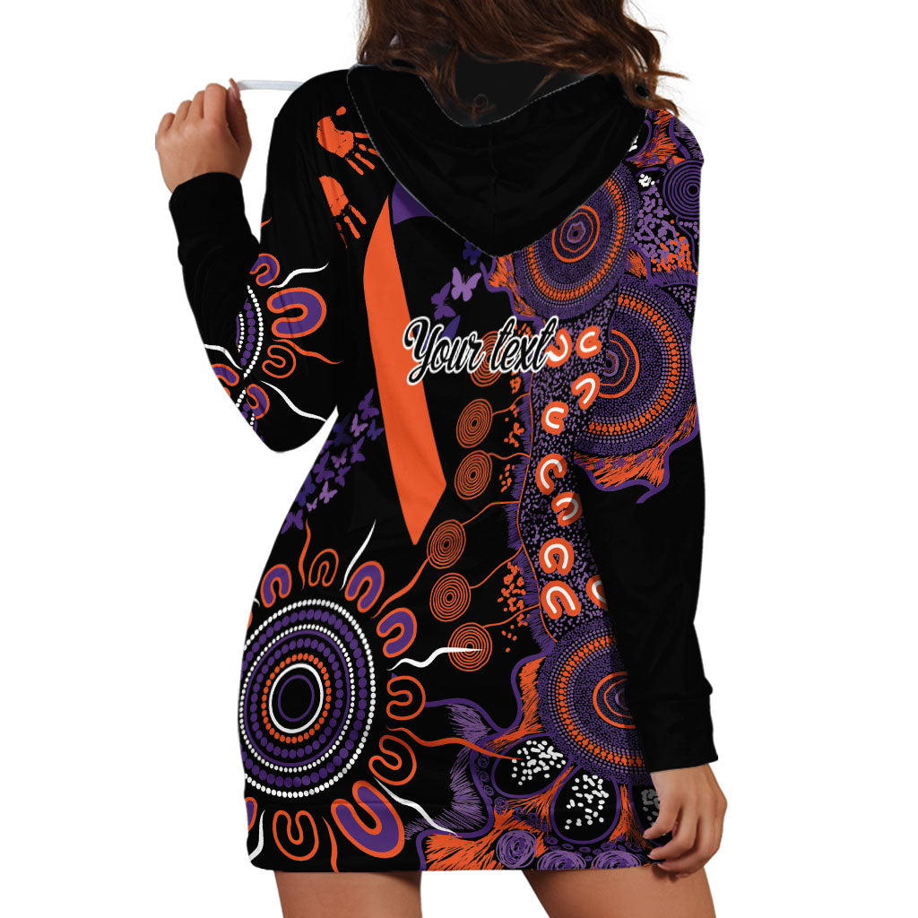 Australia Psoriasis Support Personalised Hoodie Dress Aboriginal Ribbon Dot Painting