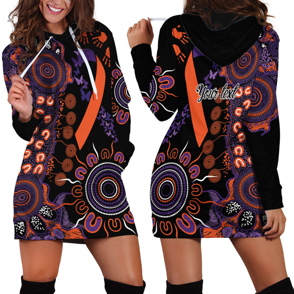 Australia Psoriasis Support Personalised Hoodie Dress Aboriginal Ribbon Dot Painting
