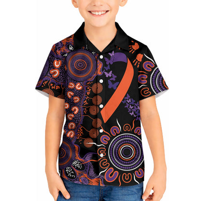 Australia Psoriasis Support Personalised Kid Hawaiian Shirt Aboriginal Ribbon Dot Painting