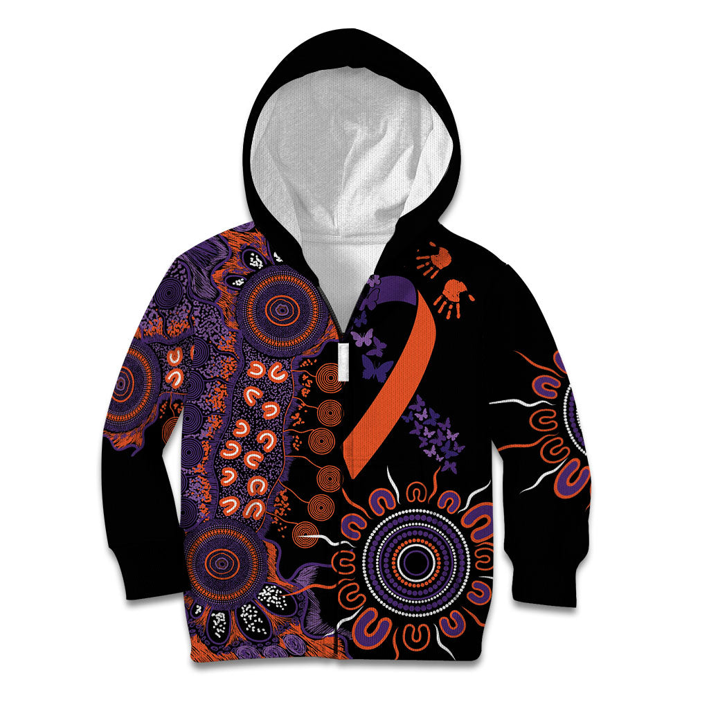 Australia Psoriasis Support Personalised Kid Hoodie Aboriginal Ribbon Dot Painting