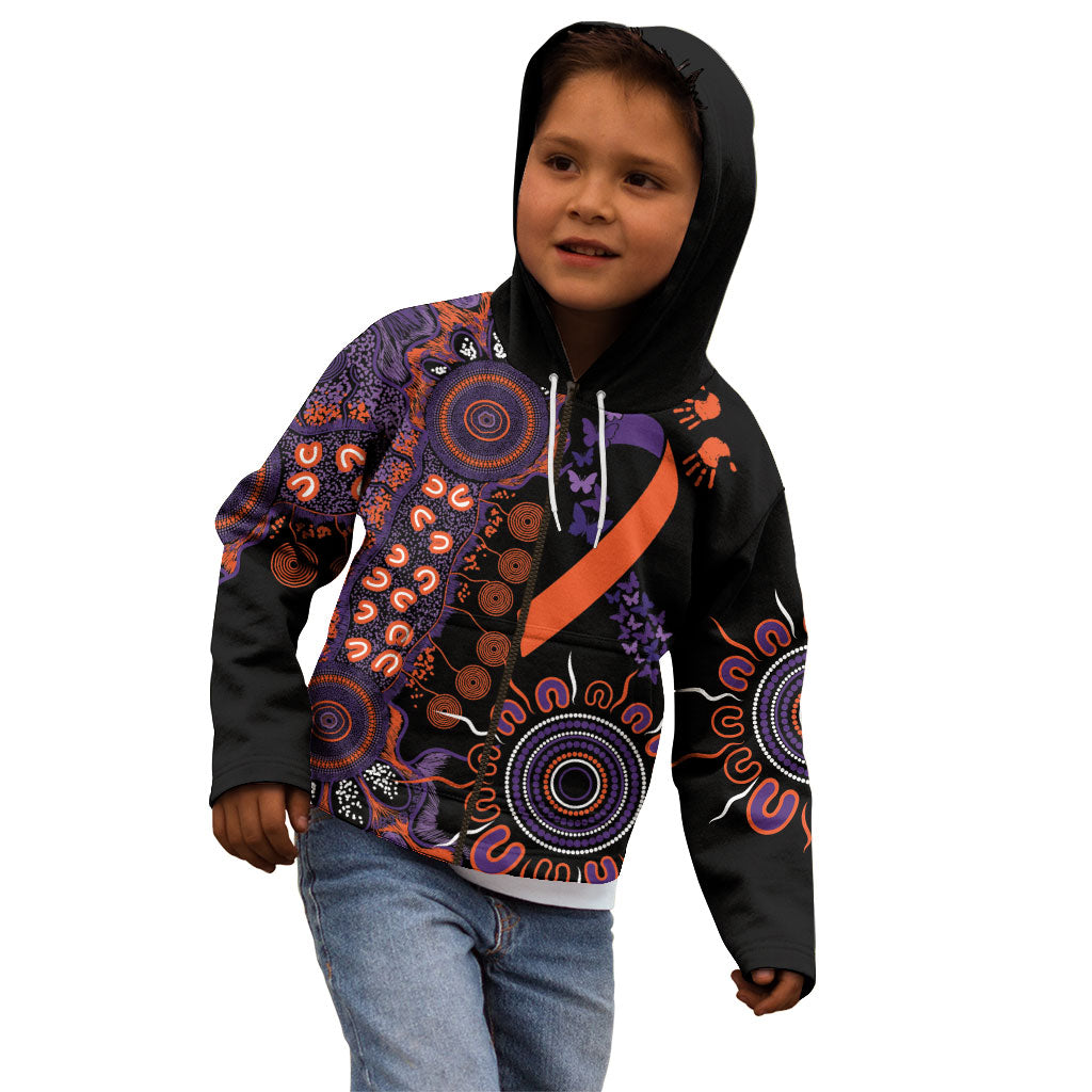 Australia Psoriasis Support Personalised Kid Hoodie Aboriginal Ribbon Dot Painting