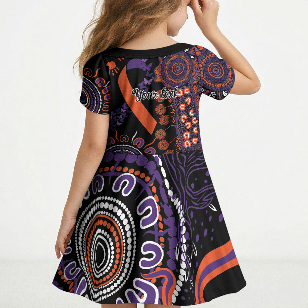 Australia Psoriasis Support Personalised Kid Short Sleeve Dress Aboriginal Ribbon Dot Painting
