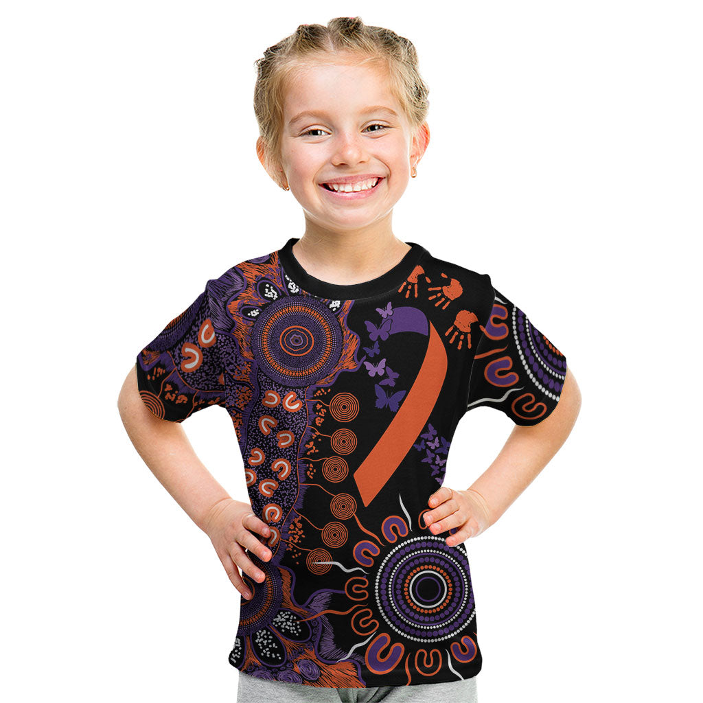 Australia Psoriasis Support Personalised Kid T Shirt Aboriginal Ribbon Dot Painting