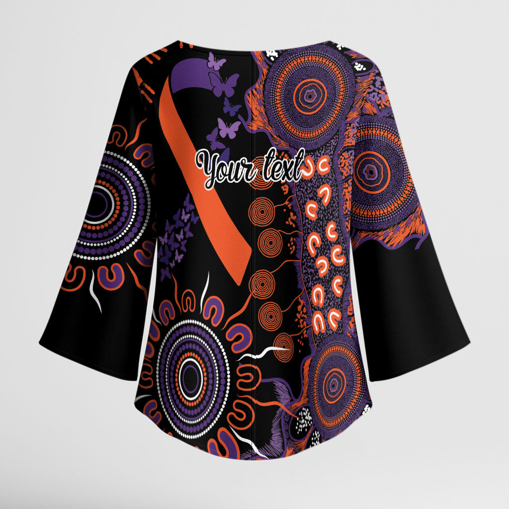 Australia Psoriasis Support Personalised Kimono Sleeve Blouse Aboriginal Ribbon Dot Painting