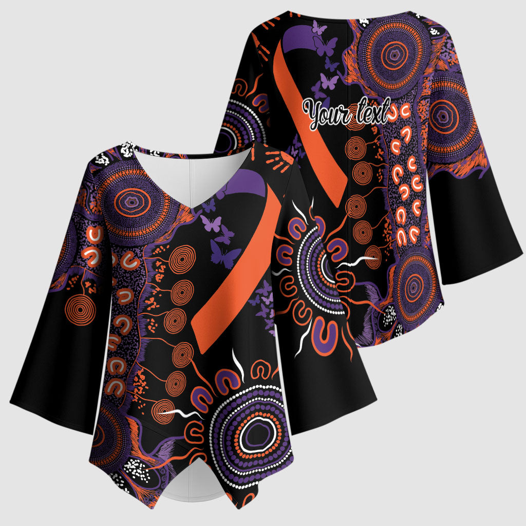 Australia Psoriasis Support Personalised Kimono Sleeve Blouse Aboriginal Ribbon Dot Painting