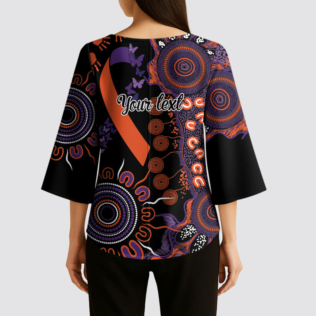 Australia Psoriasis Support Personalised Kimono Sleeve Blouse Aboriginal Ribbon Dot Painting