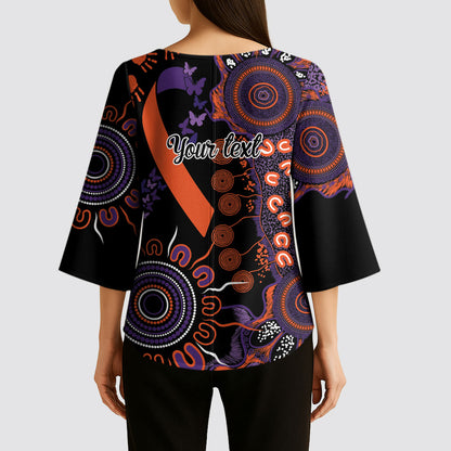 Australia Psoriasis Support Personalised Kimono Sleeve Blouse Aboriginal Ribbon Dot Painting
