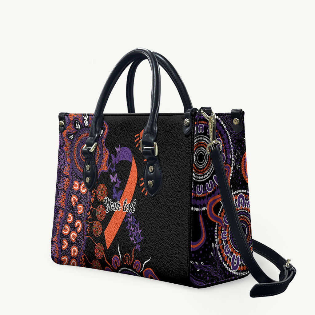 Australia Psoriasis Support Personalised Leather Bag Aboriginal Ribbon Dot Painting