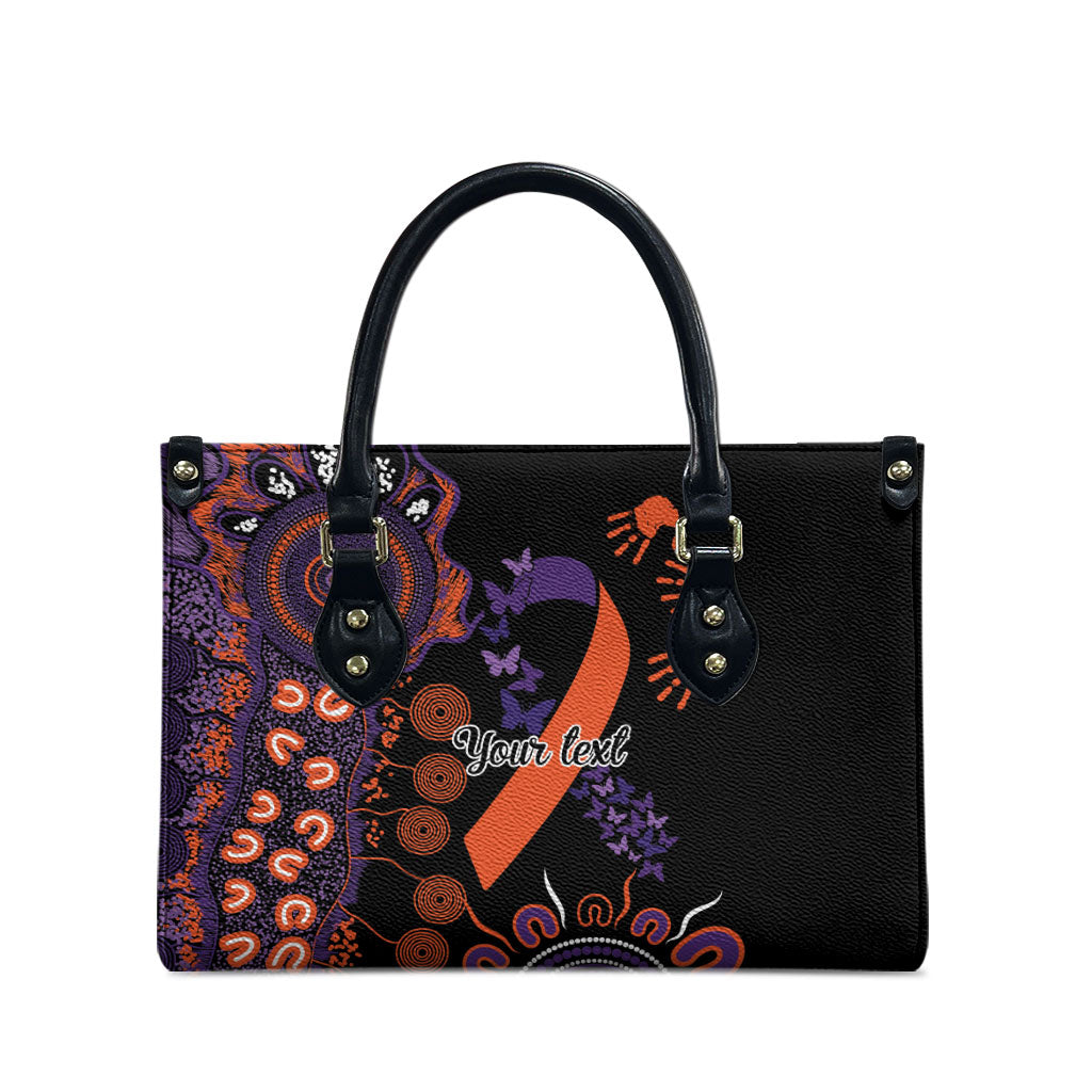 Australia Psoriasis Support Personalised Leather Bag Aboriginal Ribbon Dot Painting