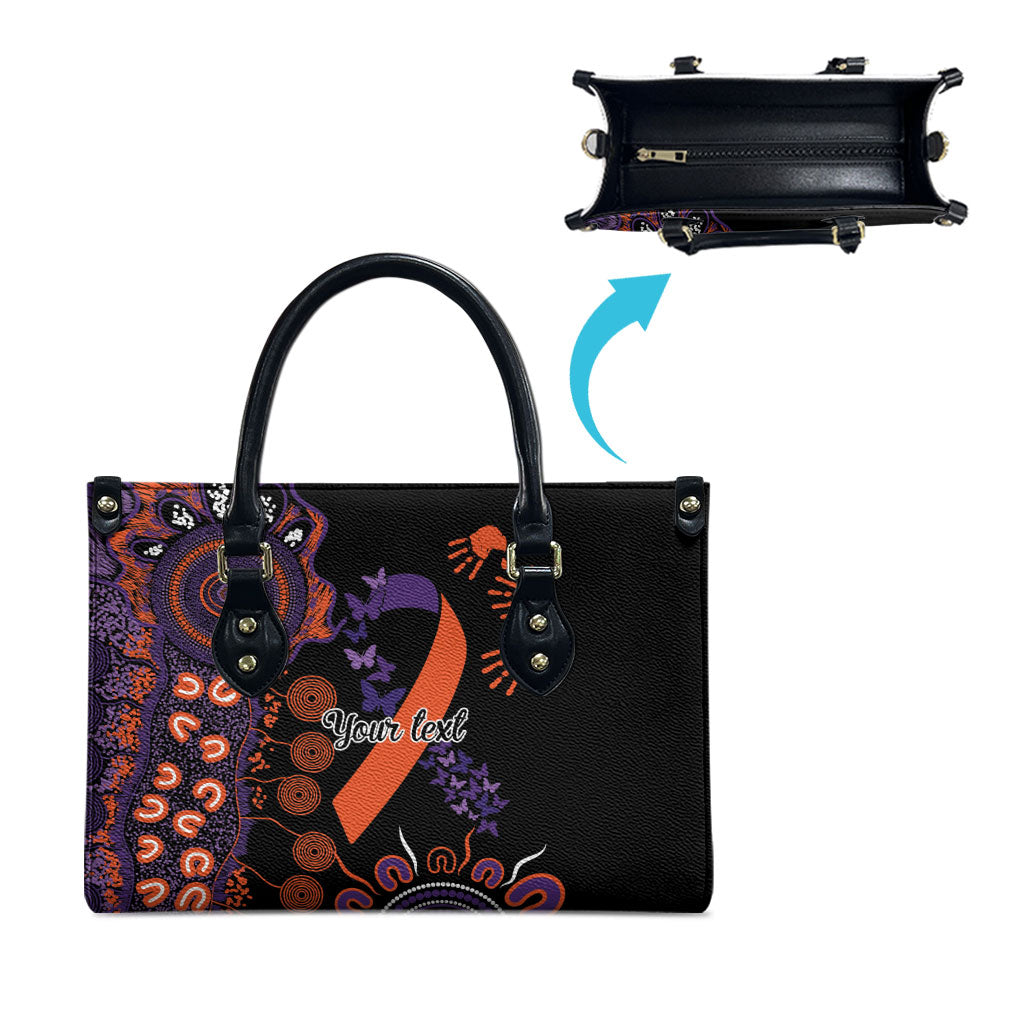 Australia Psoriasis Support Personalised Leather Bag Aboriginal Ribbon Dot Painting