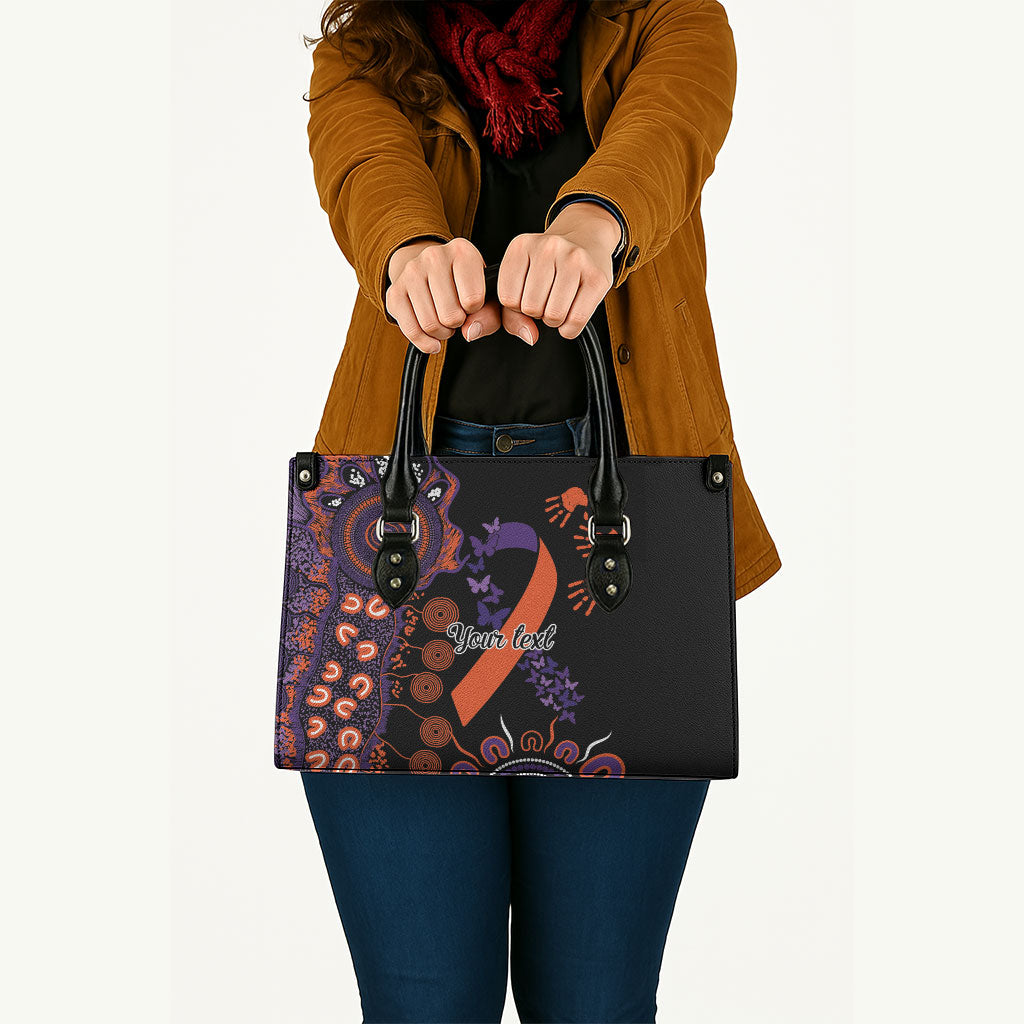Australia Psoriasis Support Personalised Leather Bag Aboriginal Ribbon Dot Painting