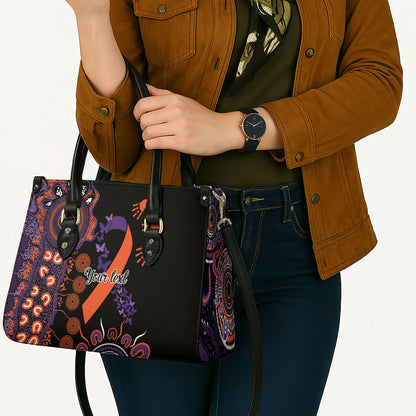 Australia Psoriasis Support Personalised Leather Bag Aboriginal Ribbon Dot Painting