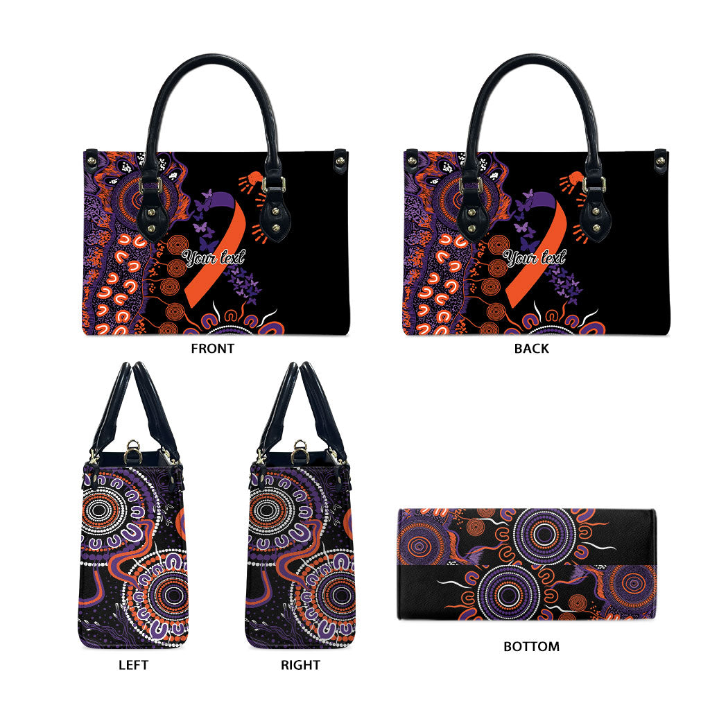 Australia Psoriasis Support Personalised Leather Bag Aboriginal Ribbon Dot Painting