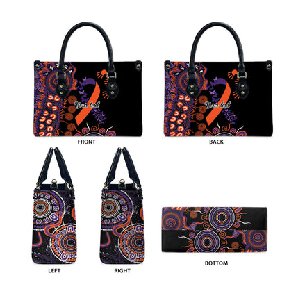 Australia Psoriasis Support Personalised Leather Bag Aboriginal Ribbon Dot Painting