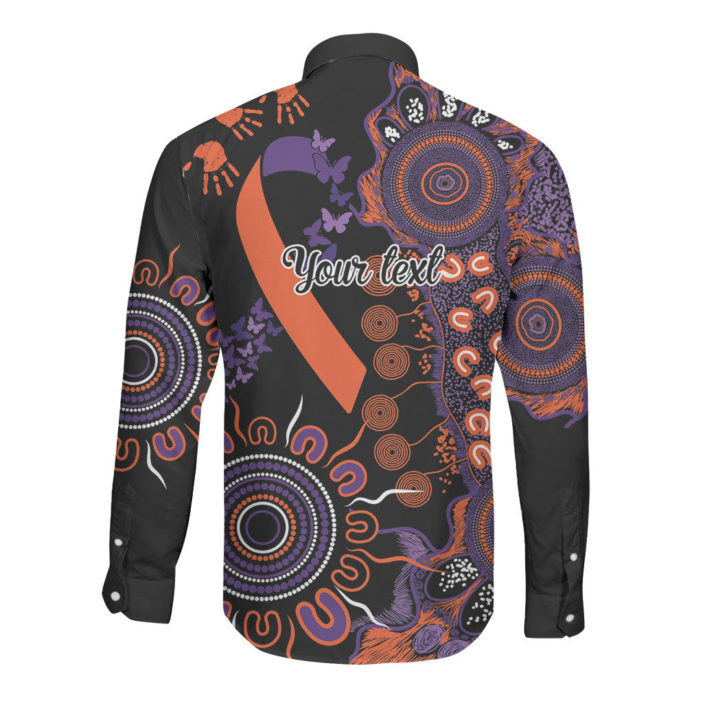 Australia Psoriasis Support Personalised Long Sleeve Button Shirt Aboriginal Ribbon Dot Painting