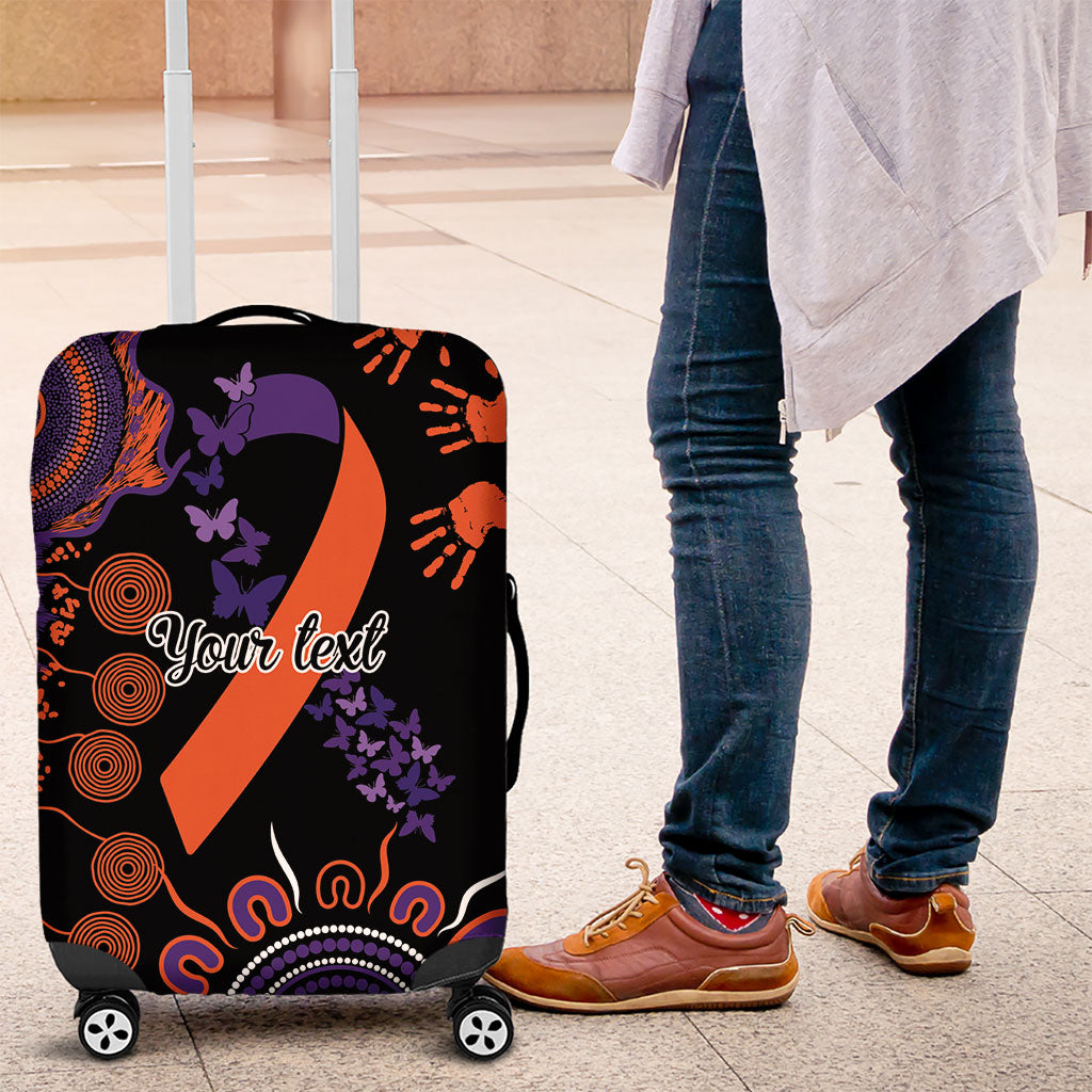 Australia Psoriasis Support Personalised Luggage Cover Aboriginal Ribbon Dot Painting
