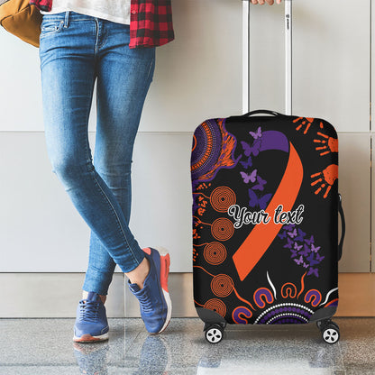 Australia Psoriasis Support Personalised Luggage Cover Aboriginal Ribbon Dot Painting