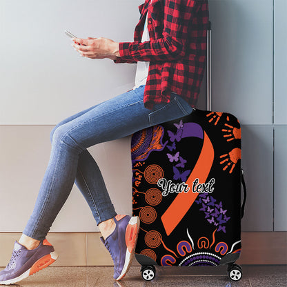 Australia Psoriasis Support Personalised Luggage Cover Aboriginal Ribbon Dot Painting