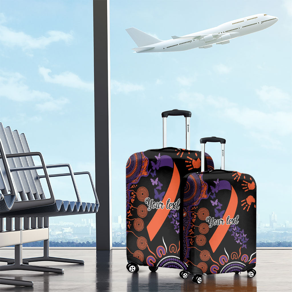 Australia Psoriasis Support Personalised Luggage Cover Aboriginal Ribbon Dot Painting