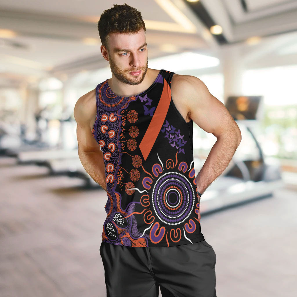 Australia Psoriasis Support Personalised Men Tank Top Aboriginal Ribbon Dot Painting