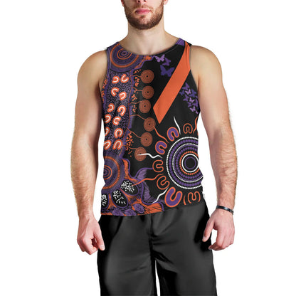 Australia Psoriasis Support Personalised Men Tank Top Aboriginal Ribbon Dot Painting