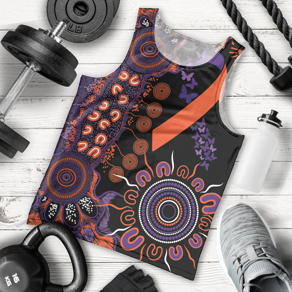Australia Psoriasis Support Personalised Men Tank Top Aboriginal Ribbon Dot Painting