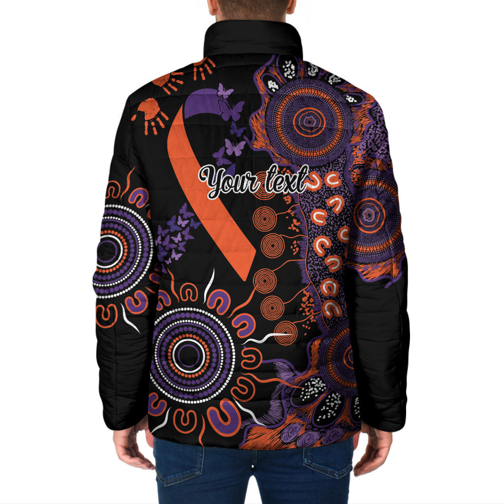 Australia Psoriasis Support Personalised Padded Jacket Aboriginal Ribbon Dot Painting