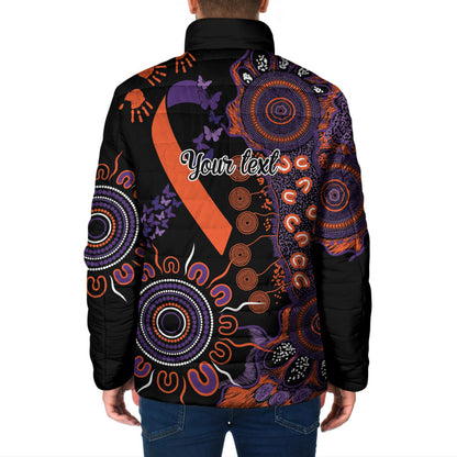 Australia Psoriasis Support Personalised Padded Jacket Aboriginal Ribbon Dot Painting