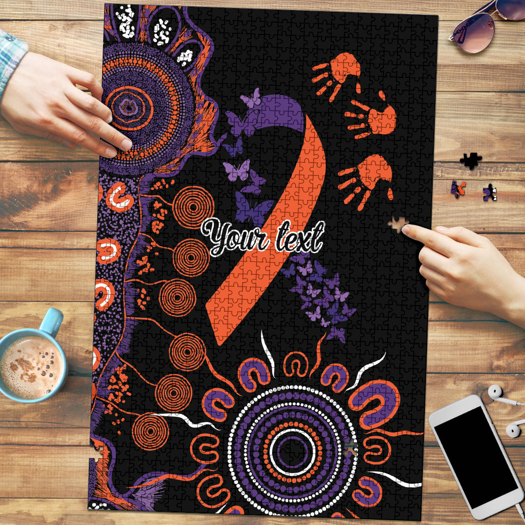 Australia Psoriasis Support Personalised Puzzle Aboriginal Ribbon Dot Painting