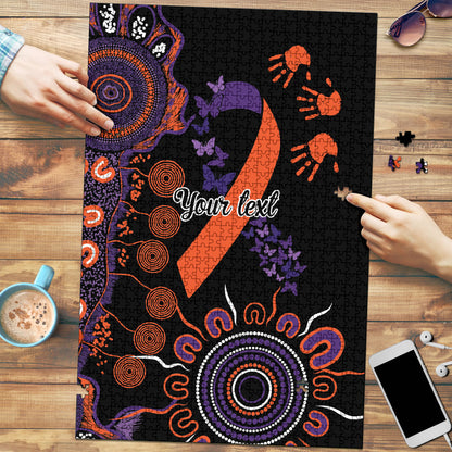 Australia Psoriasis Support Personalised Puzzle Aboriginal Ribbon Dot Painting
