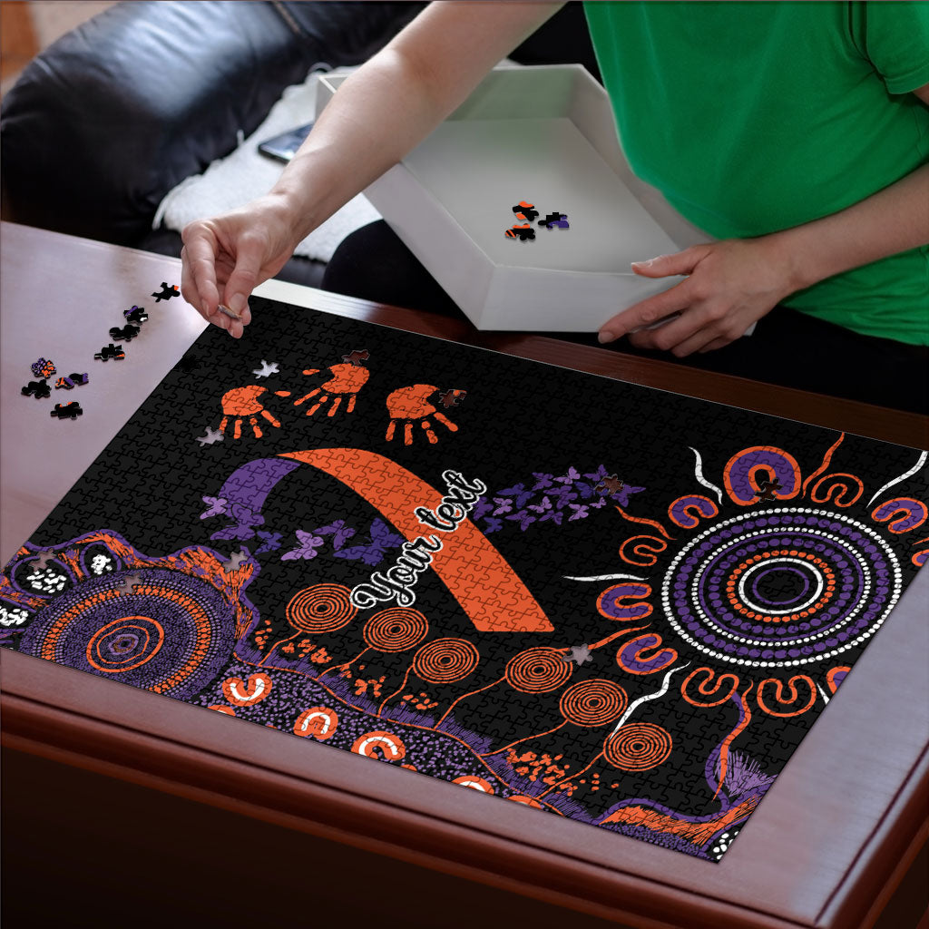 Australia Psoriasis Support Personalised Puzzle Aboriginal Ribbon Dot Painting