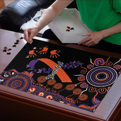 Australia Psoriasis Support Personalised Puzzle Aboriginal Ribbon Dot Painting