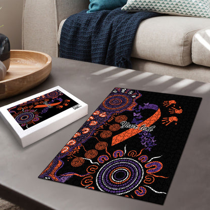 Australia Psoriasis Support Personalised Puzzle Aboriginal Ribbon Dot Painting