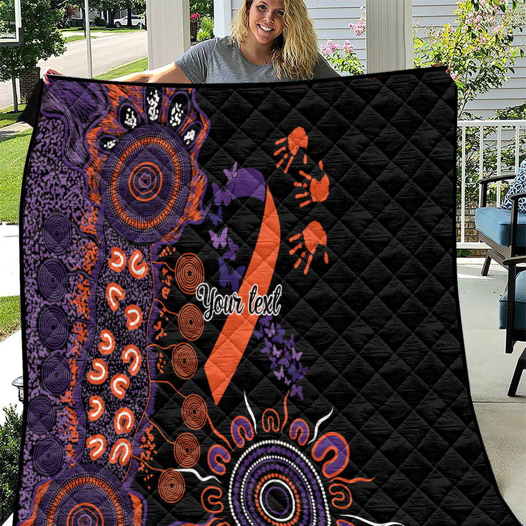 Australia Psoriasis Support Personalised Quilt Aboriginal Ribbon Dot Painting