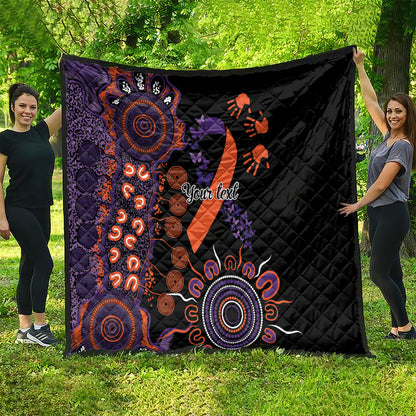 Australia Psoriasis Support Personalised Quilt Aboriginal Ribbon Dot Painting