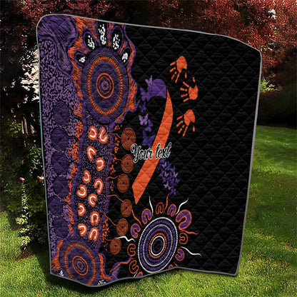 Australia Psoriasis Support Personalised Quilt Aboriginal Ribbon Dot Painting