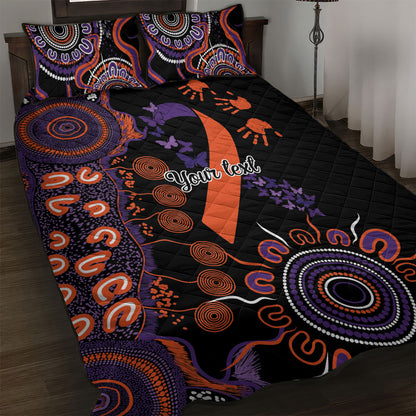 Australia Psoriasis Support Personalised Quilt Bed Set Aboriginal Ribbon Dot Painting
