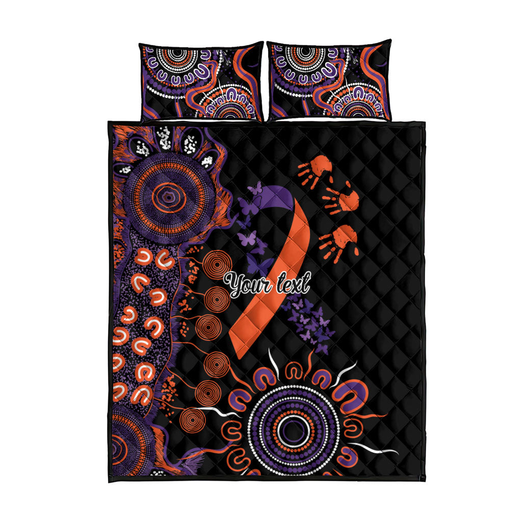 Australia Psoriasis Support Personalised Quilt Bed Set Aboriginal Ribbon Dot Painting