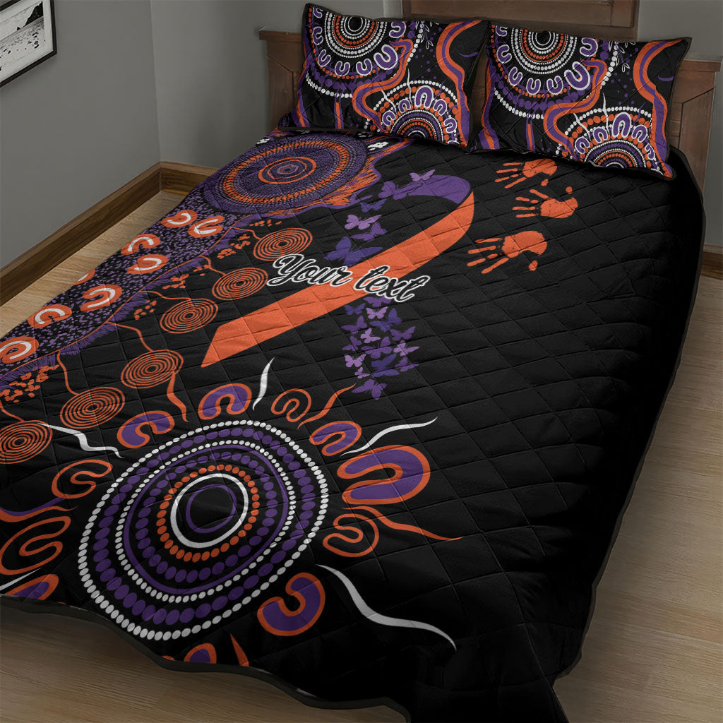 Australia Psoriasis Support Personalised Quilt Bed Set Aboriginal Ribbon Dot Painting
