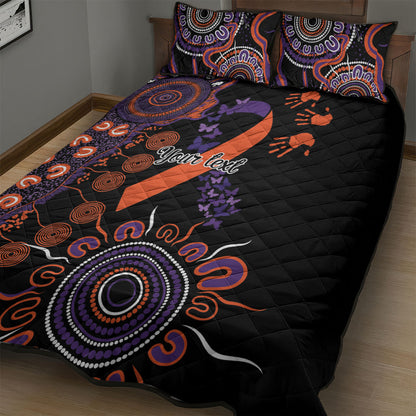 Australia Psoriasis Support Personalised Quilt Bed Set Aboriginal Ribbon Dot Painting