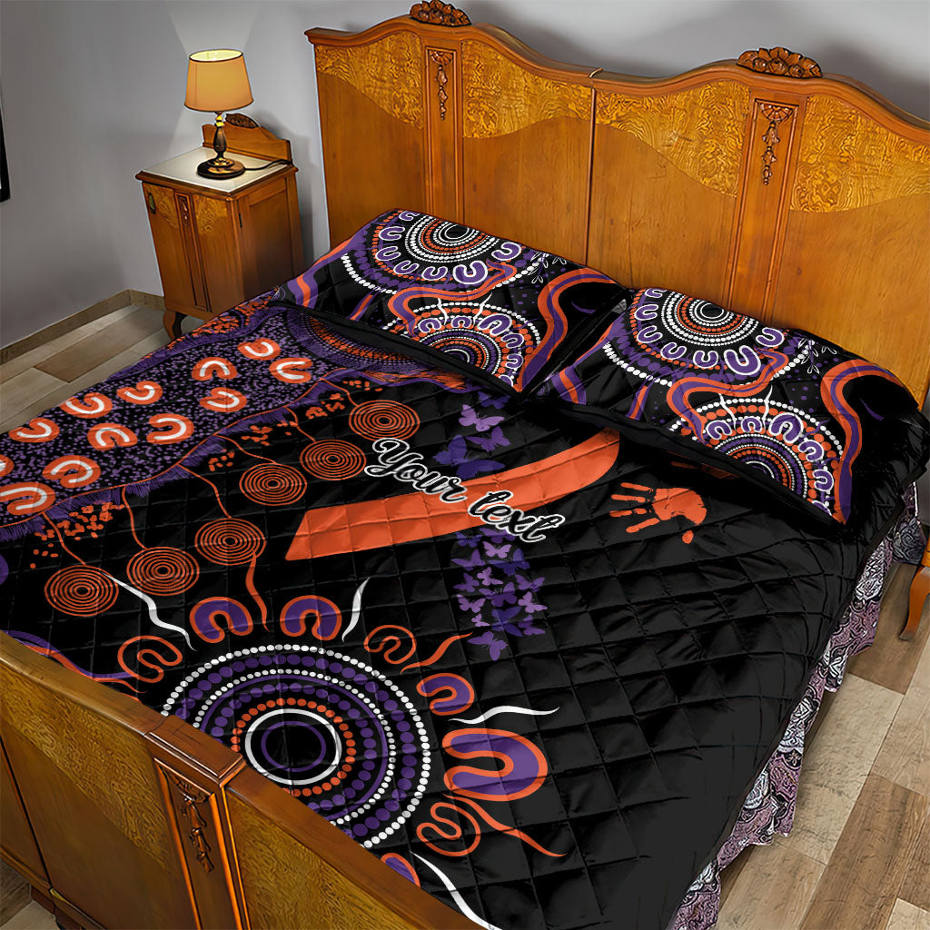 Australia Psoriasis Support Personalised Quilt Bed Set Aboriginal Ribbon Dot Painting