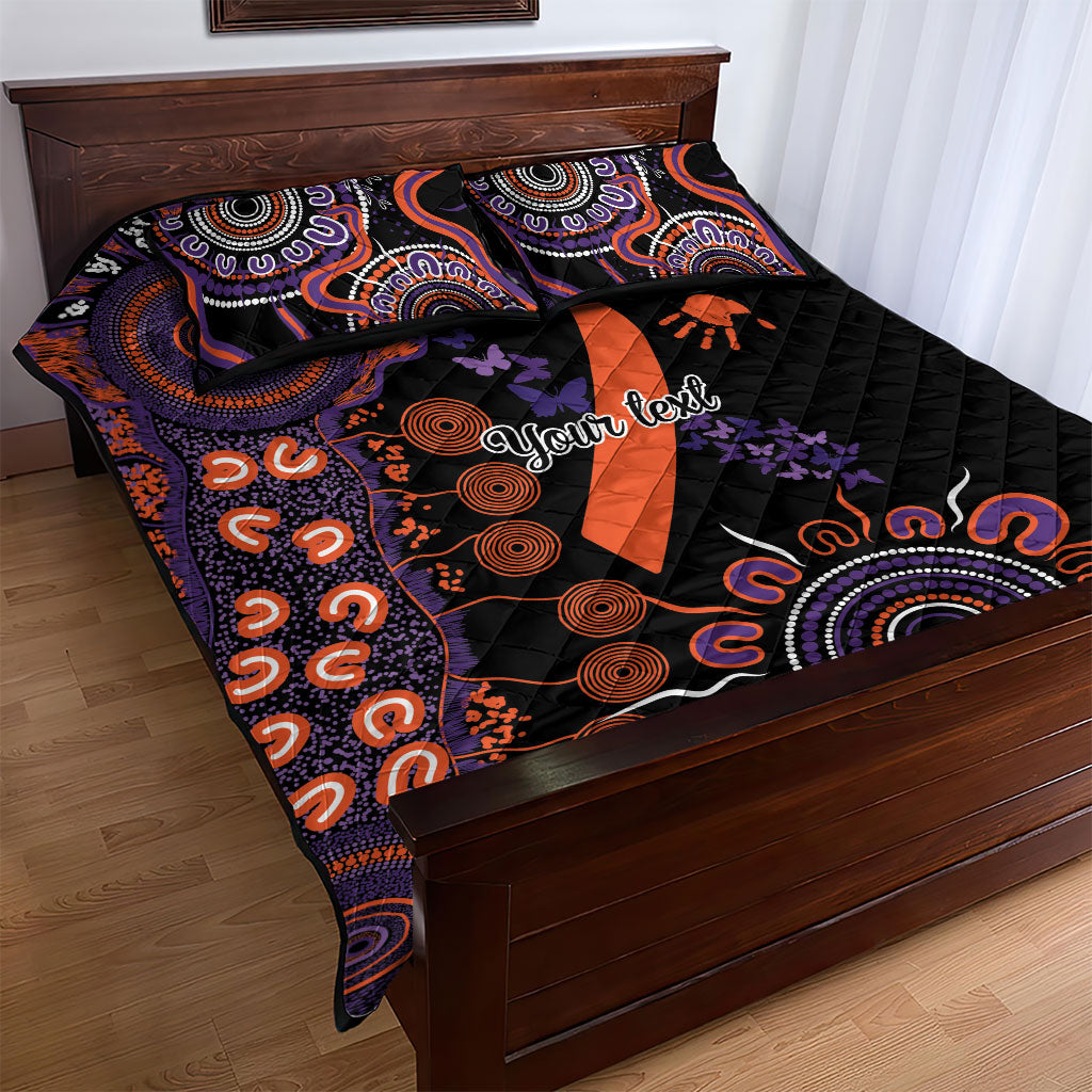Australia Psoriasis Support Personalised Quilt Bed Set Aboriginal Ribbon Dot Painting