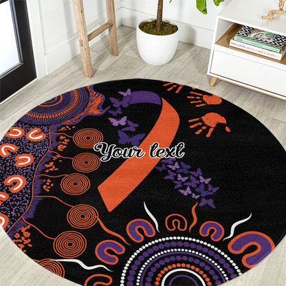 Australia Psoriasis Support Personalised Round Carpet Aboriginal Ribbon Dot Painting