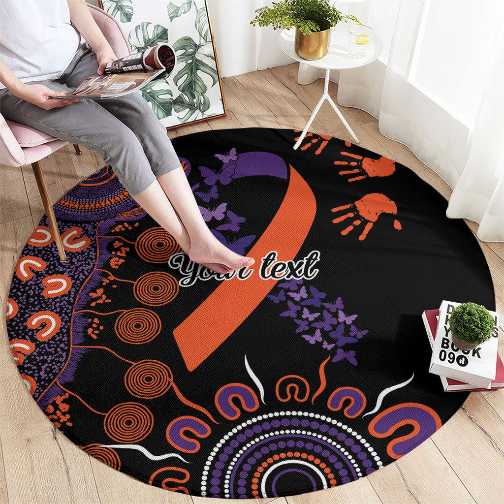 Australia Psoriasis Support Personalised Round Carpet Aboriginal Ribbon Dot Painting