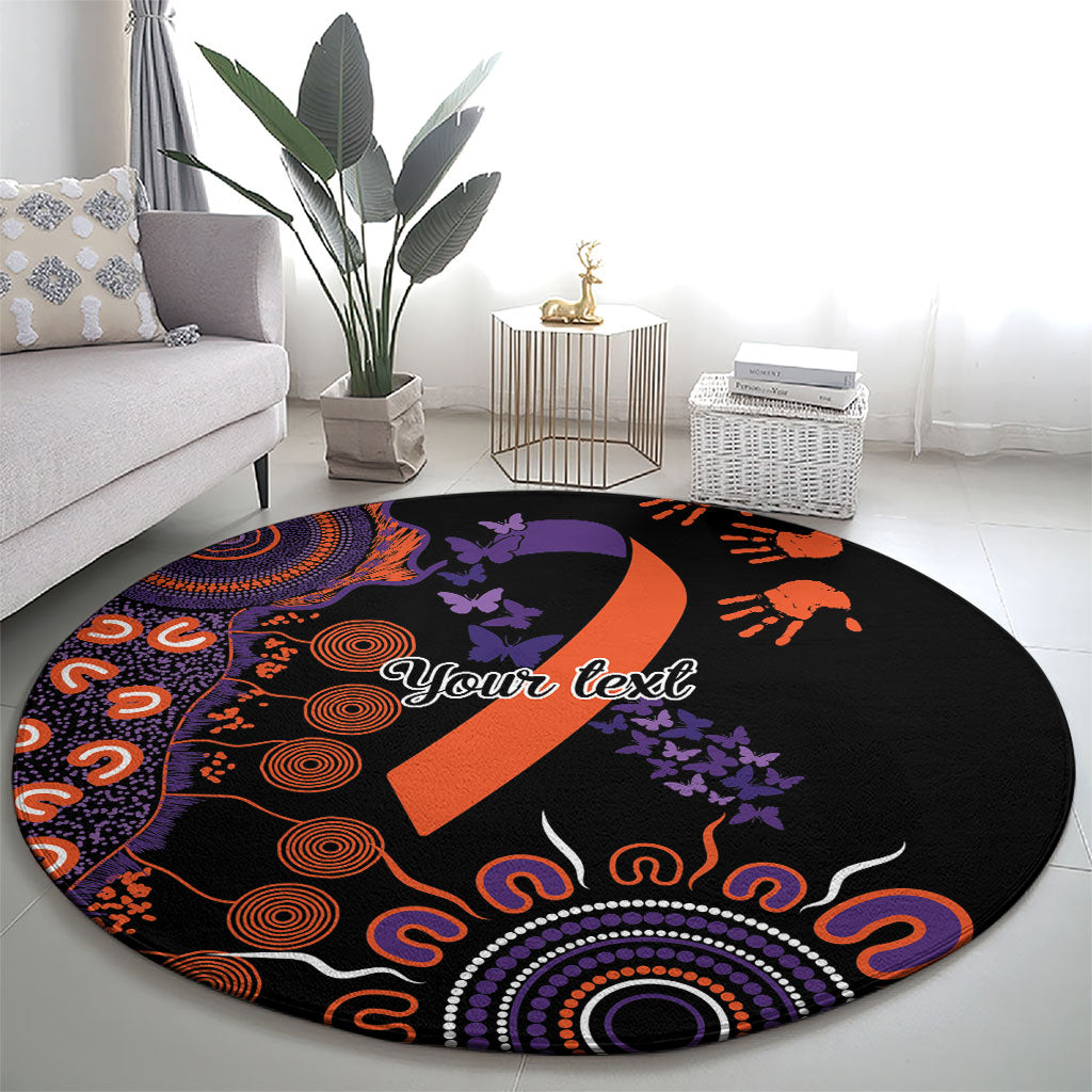 Australia Psoriasis Support Personalised Round Carpet Aboriginal Ribbon Dot Painting