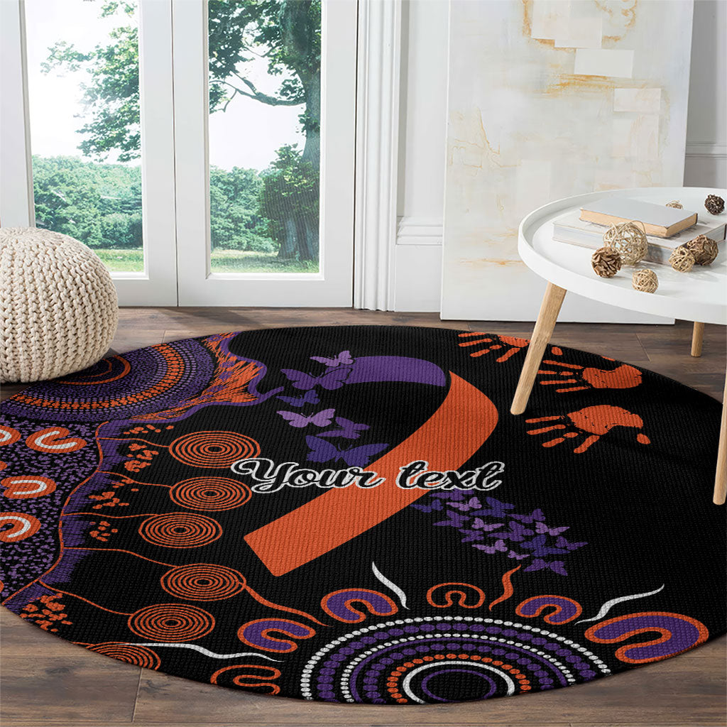 Australia Psoriasis Support Personalised Round Carpet Aboriginal Ribbon Dot Painting