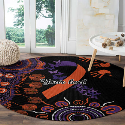 Australia Psoriasis Support Personalised Round Carpet Aboriginal Ribbon Dot Painting