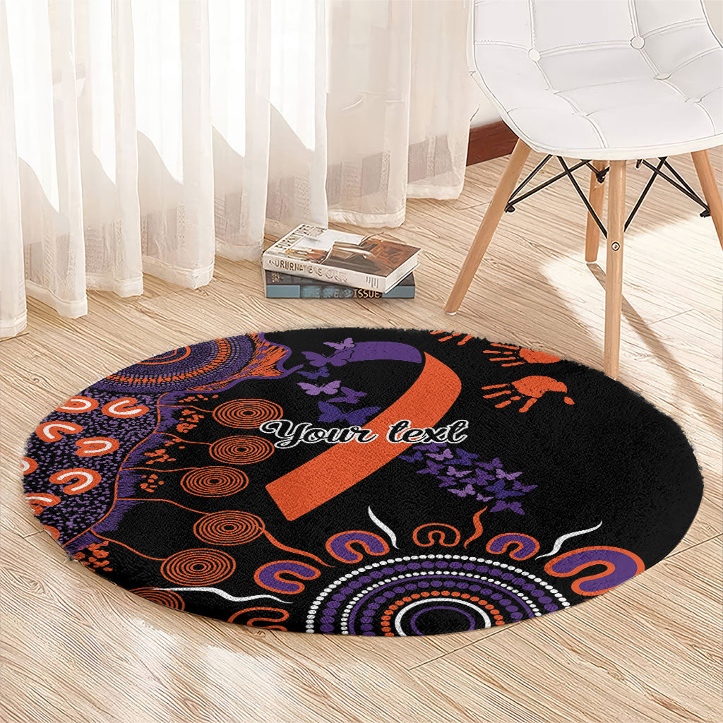 Australia Psoriasis Support Personalised Round Carpet Aboriginal Ribbon Dot Painting