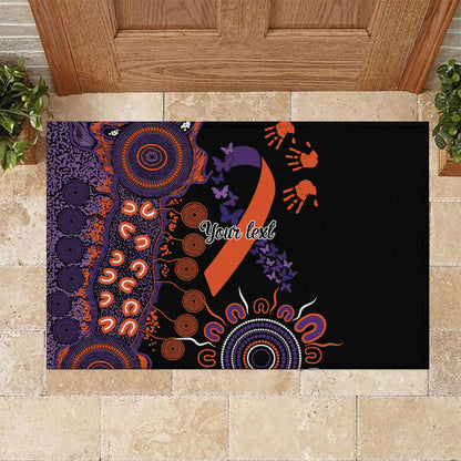 Australia Psoriasis Support Personalised Rubber Doormat Aboriginal Ribbon Dot Painting