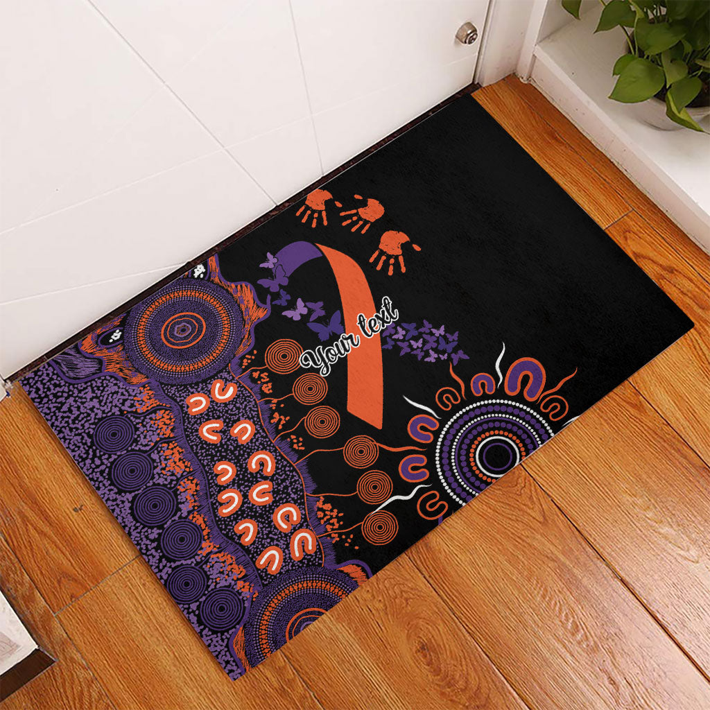 Australia Psoriasis Support Personalised Rubber Doormat Aboriginal Ribbon Dot Painting